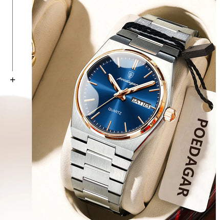 POEDAGAR Orologio da donna alla moda Orologio da polso da donna di lusso luminoso impermeabile in acciaio inossidabile Data settimana Orologi al quarzo da donna Reloj platinumshop