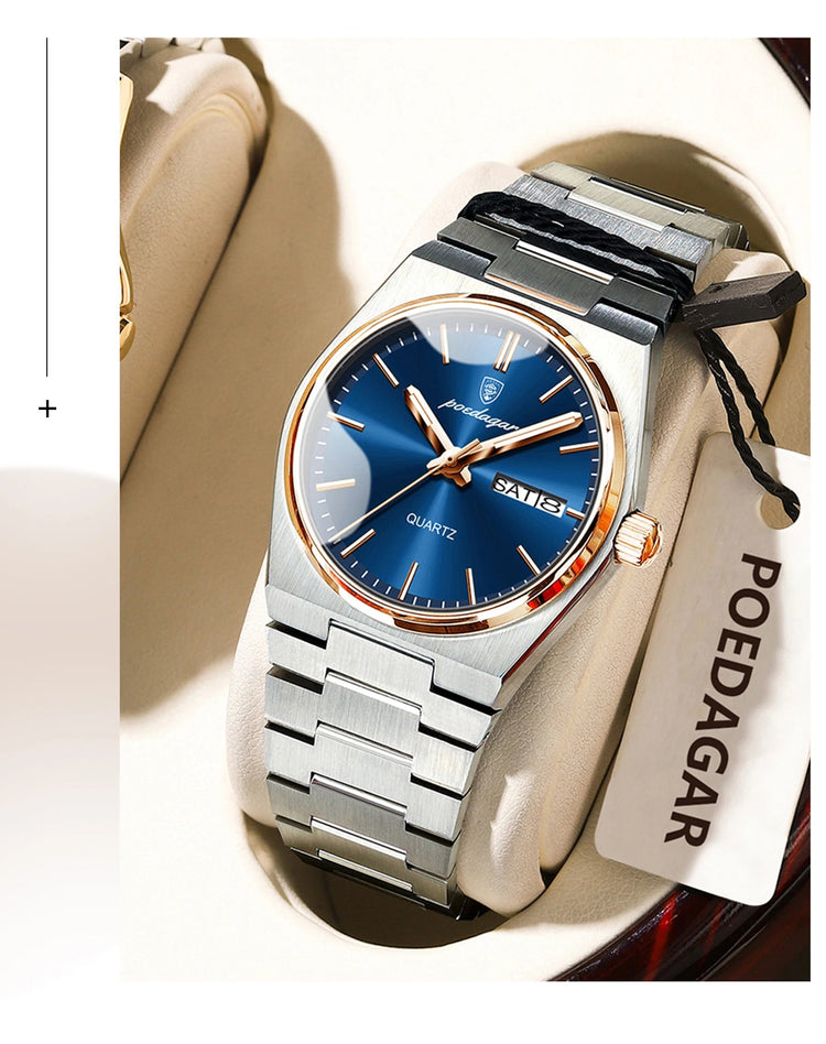 POEDAGAR Orologio da donna alla moda Orologio da polso da donna di lusso luminoso impermeabile in acciaio inossidabile Data settimana Orologi al quarzo da donna Reloj platinumshop