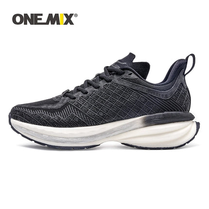 ONEMIX Black Men Basic Racing Road Running Shoes Summer Mesh traspirante scarpe sportive cuscino Durable Outdoor Sneakers Plus Size PlatiNum