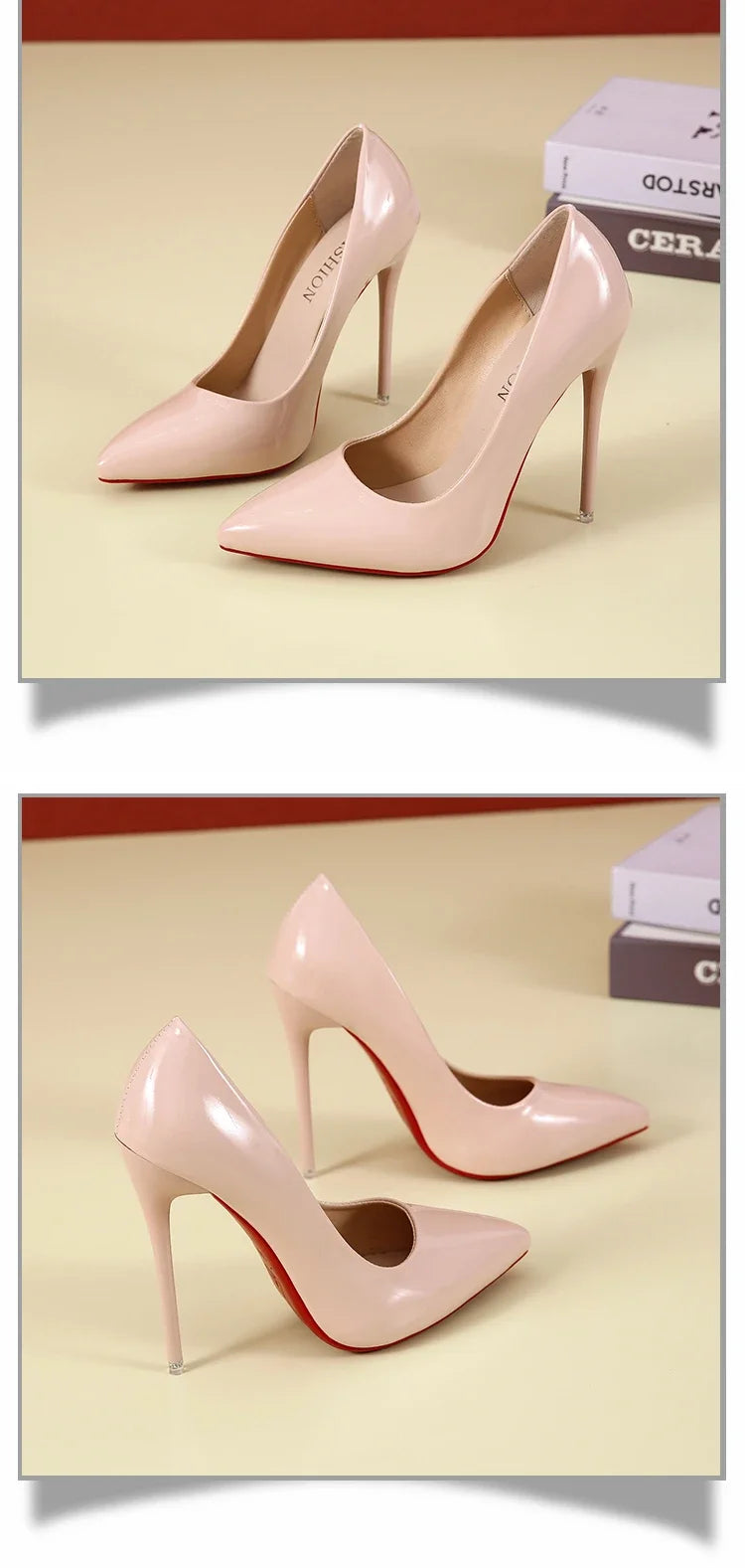 2024 Scarpe da donna Tacchi alti rossi Décolleté sexy con punta a punta 12 cm Scarpe da abito da spo