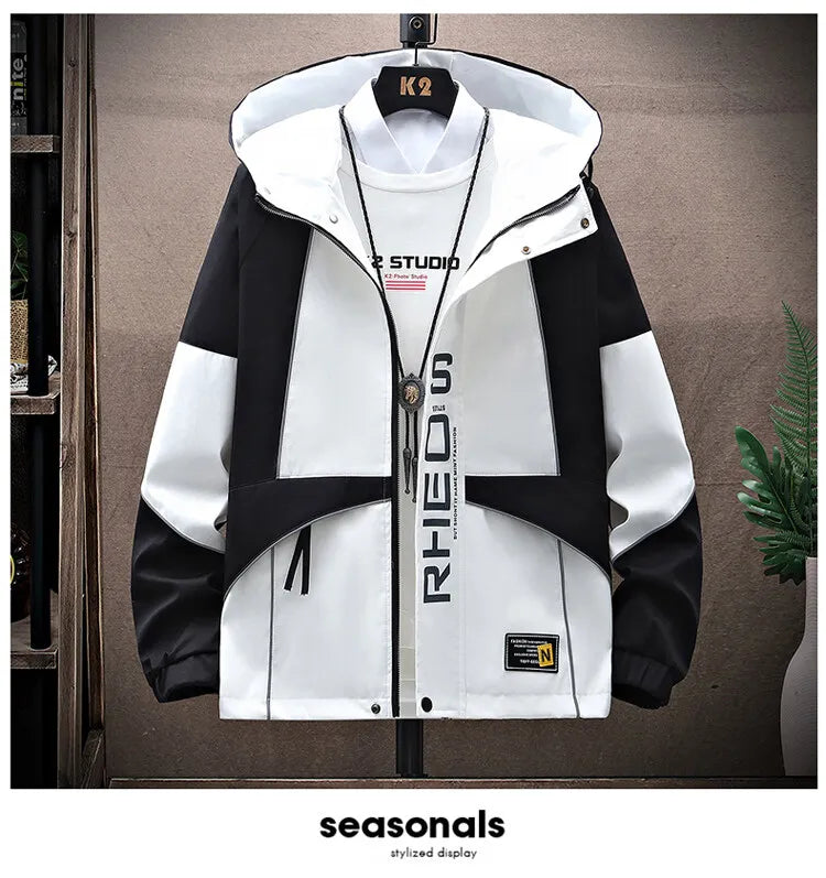 Men's Sets Sportswear Suit Hooded Colorblock Casual patchwork Hooded Jacket + Pants Suit Men's 2-piece Jogger Sweatshirt