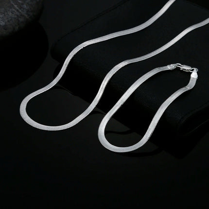 Set di collane con bracciale a catena in argento sterling 925 da 4 mm per donna uomo set di gioielli da sposa per feste di moda regali platinumshop