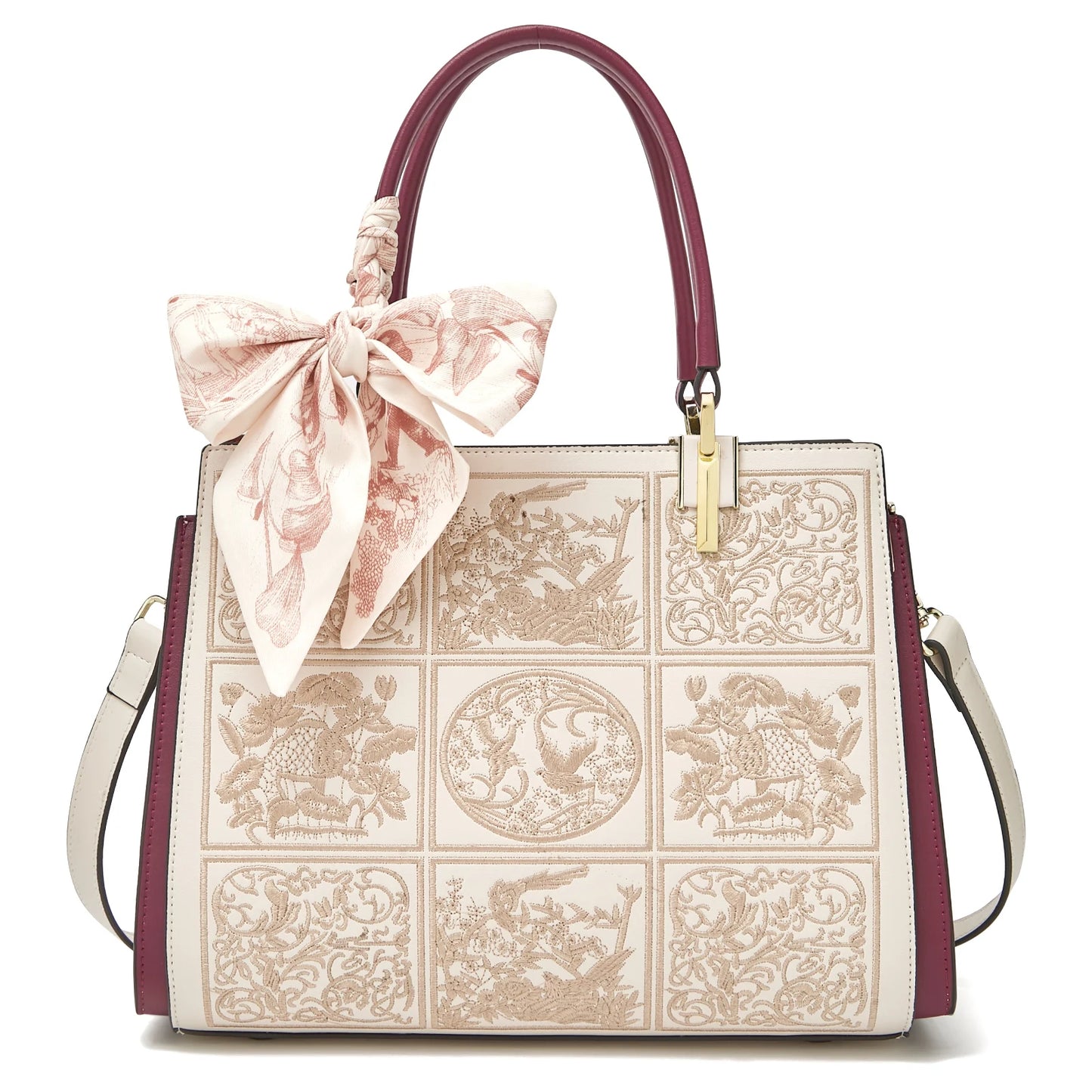 FOXER borsa a spalla donna in pelle con foulard seta
