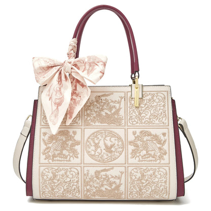 FOXER borsa a spalla donna in pelle con foulard seta