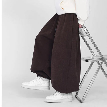 Comodi pantaloni da jogging da uomo 2026 nuovi pantaloni da lanterna di moda oversize in tinta unita da uomo pantaloni casual con coulisse Hip Hop Harajuku