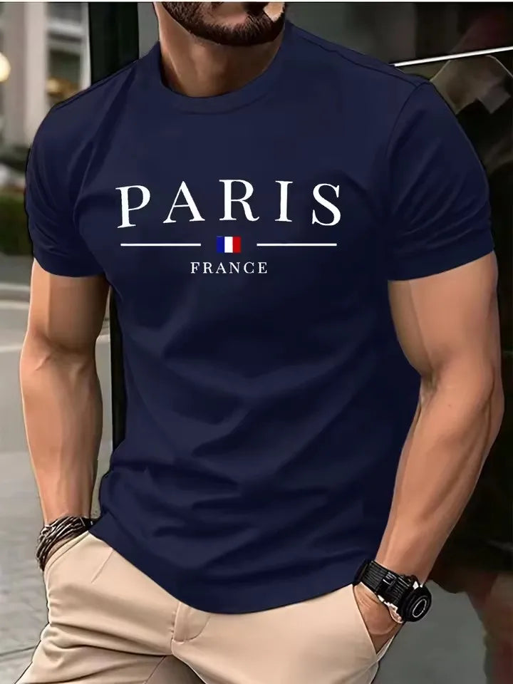 T-shirt estiva da uomo con stampa 3D a lettere, t-shirt personalizzata hip hop street style, top casual da uomo.