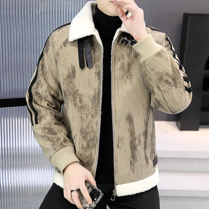 2024 Winter Woolen Motorcycle Jacket Men Thickened Velvet Casual Business Wool Blends Coat Hip Hop Social Streetwear Overcoat