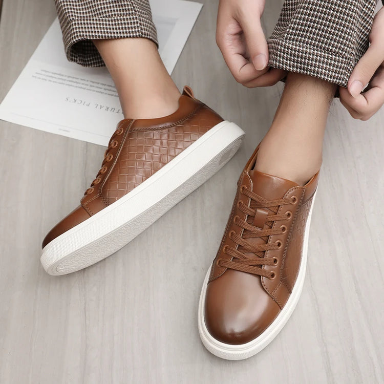 Casual men's leather shoes New comfortable and trendy styles Outdoor Fashion Party Daily leisure youth Black Board Shoes HOT -46