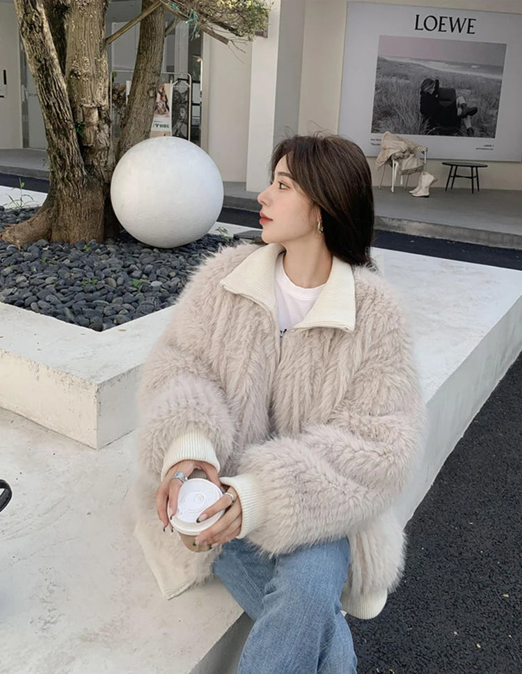 ZADORIN New Luxury Brands Trimmed Faux Fur Jacket Woman Fashion Hooded Casual Oversized Puffy Fox Fur Faux Coat Winter Clothes