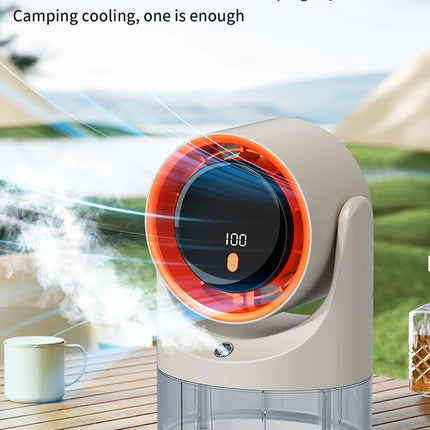 Ventilatore Nebulizzatore con Funzione Umidificatore 360° °   Ventilatore da tavolo regolabile con display LED 100 velocità 16 ° C Ice Fog Batteria da 1800mAh a Lunga Durata