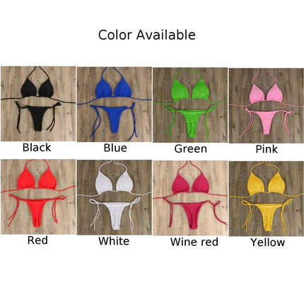 Set bikini sexy perizoma da donna Costume da bagno laterale stile fasciatura Costume da bagno brasiliano con cinturino diviso Set costume da bagno femminile solido regolabile platinumshop