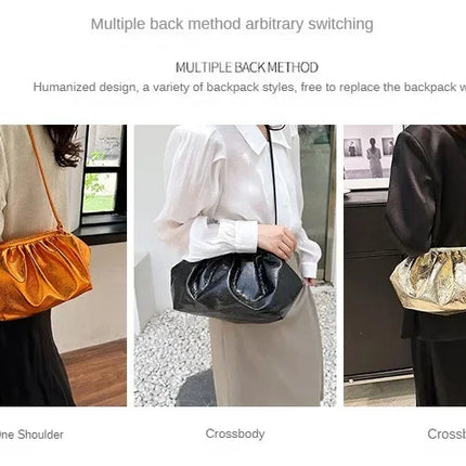 Small Luxury Design Women's Leather Silver Cloud Bag Female Gold Crossbody Bag Ladies Party Clutch Purse Female Handbags PlatiNum