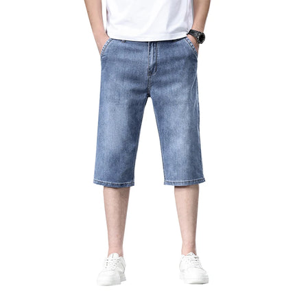 Nuovi Pantaloncini in Denim Sottili da Uomo Estate 2026, Morbidi e Confortevoli, Effetto Seta Ghiaccio, Vestibilità Ampia, Blu Chiaro e Blu Scuro, Taglie Grandi