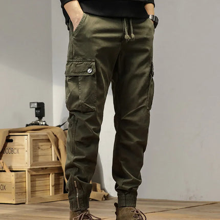 2025 New Multi-Pockets Spring Summer Cargo Pants Men Streetwear Zipper Leg Skinny Work Joggers Cotton Casual Tactical Trousers