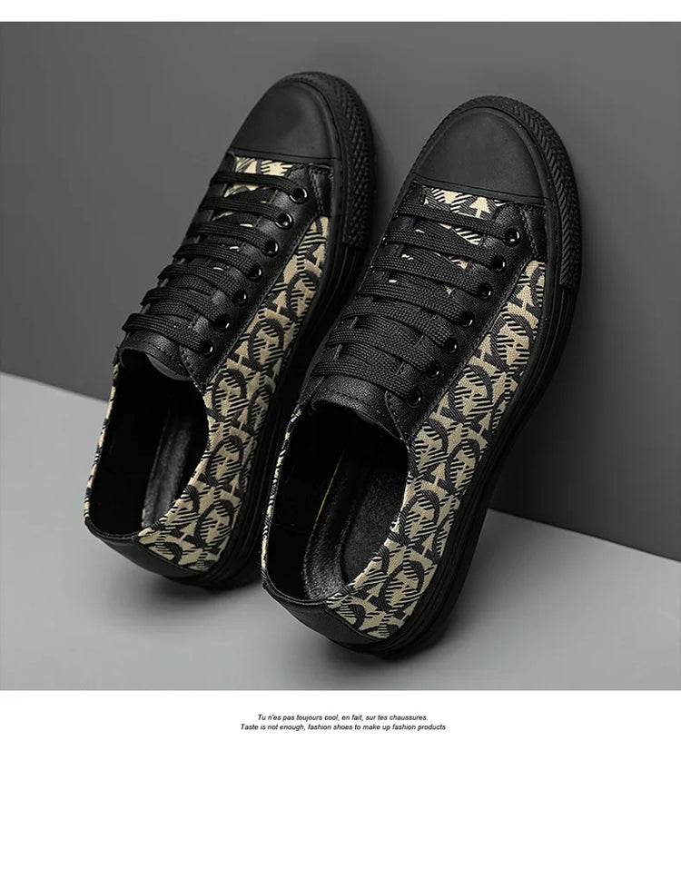 New Shoes for Men Genuine Leather Patchwork Casual Shoes Trend Flat Skateboard Shoes Youth Cool Lace-up Sneakers