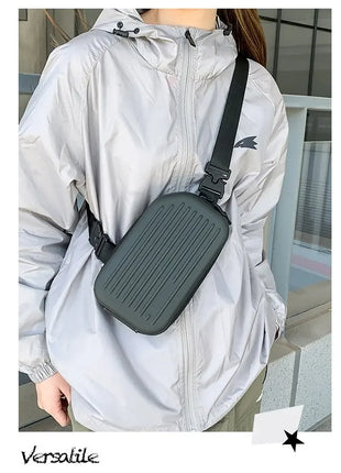Borsa a tracolla rigida nera, leggera e portatile, per adulti, ideale per il trasporto quotidiano, lo shopping, le brevi camminate all'aperto e l'uso quotidiano.