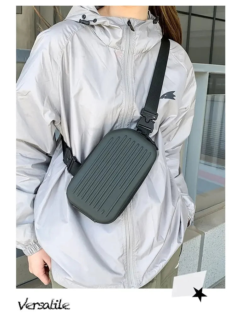 Borsa a tracolla rigida nera, leggera e portatile, per adulti, ideale per il trasporto quotidiano, lo shopping, le brevi camminate all'aperto e l'uso quotidiano.