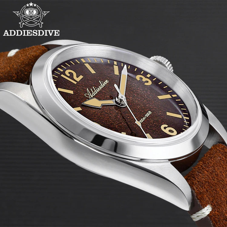 ADDIESDIVE New Quartz Watch Luxury Sapphire 2035 Movement 36mm Men Watch C3 Luminous Diving 100m Waterproof 316L Stainless Steel