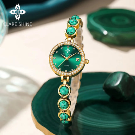 Orologio da donna CLARE SHINE Brand 7708, elegante orologio al quarzo di lusso, impermeabile, con datario, collezione Stellar Eyes. platinumshop