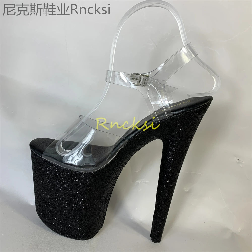 20cm High-heeled sandals women's new transparent word with high heels, stilettos and sexy super high-heeled sandals