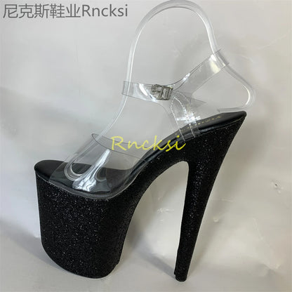 20cm High-heeled sandals women's new transparent word with high heels, stilettos and sexy super high-heeled sandals