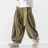 Cineserie Cintura Pantaloni da uomo Moda Pantaloni sportivi larghi Harajuku Pantaloni da jogging Hip Hop Velluto a coste Coppia casual Pantaloni Harem M-5XL