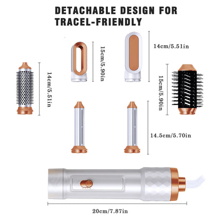 5 in 1 Hair Dryer Brush Detachable Blow Dryer Comb Ionic Hot Air Brush Hair Styling Tool Electric Thermal Brush Air Curler Wand