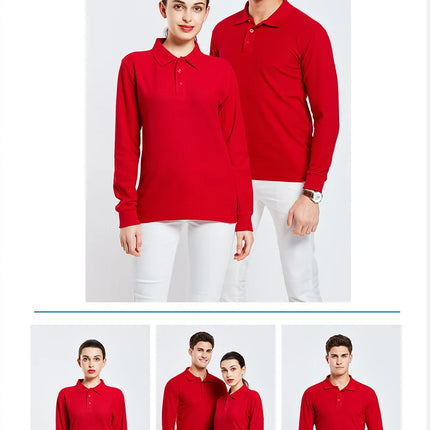 Long sleeve polo shirt in breathable cotton Personal Company Group Design Custom Logo print embroidery Casual men's and women's tops