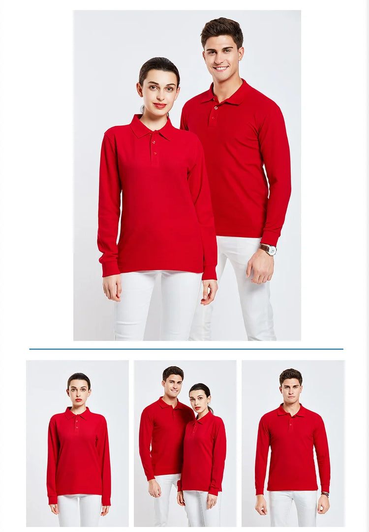 Polo a maniche lunghe in cotone traspirante Personal Company Group Design Logo personalizzato stampa ricamo Casual uomo e donna top