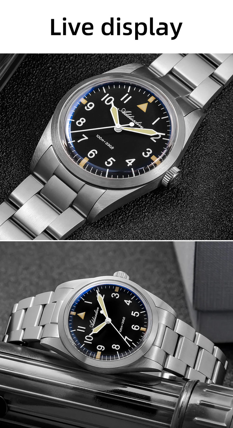 ADDIESDIVE 36mm Men's Luxury Watch VH31 Titanium Alloy  Watch Super Luminous 100m Waterproof Men's Luminous Quartz Watches