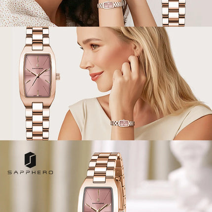 SAPPHEROLuxury Orologio da donna Cinturino in acciaio inossidabile Orologio impermeabile Quadrante ultrasottile Orologio da donna semplice alla moda Orologio accurato platinumshop