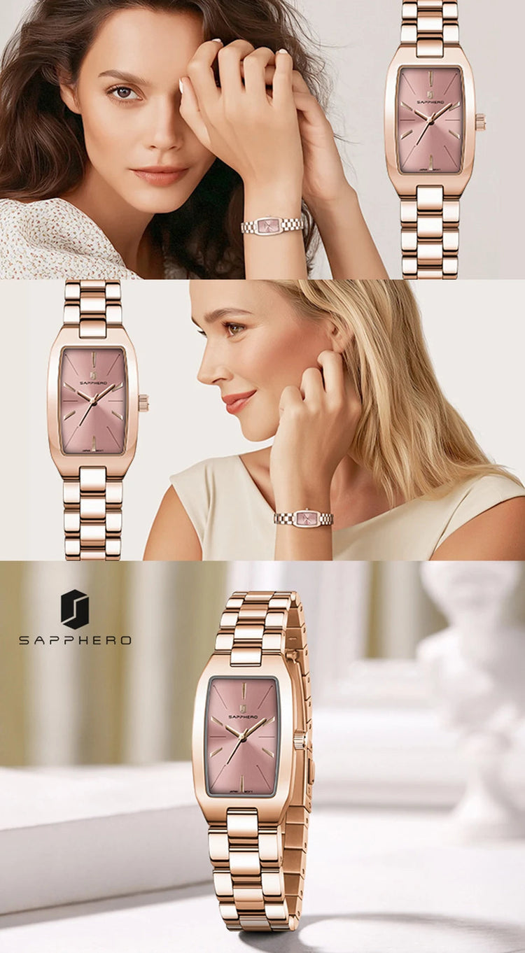SAPPHEROLuxury Orologio da donna Cinturino in acciaio inossidabile Orologio impermeabile Quadrante ultrasottile Orologio da donna semplice alla moda Orologio accurato platinumshop