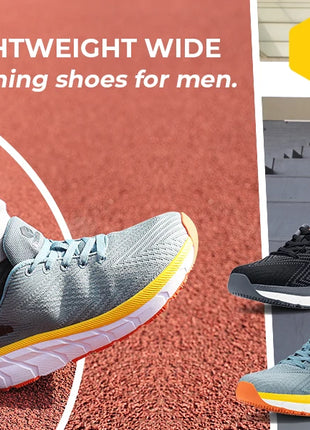 FitVille Scarpe da uomo con punta larga, ammortizzate, larghezza extra larga, scarpe da corsa antiscivolo, comode sneakers leggere per piedi grassi