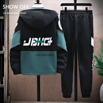 Spring Autumn New Tracksuits Men Set Casual Hooded Jacket Pants Sweatshirt Sportswear Coats Men Jacket+Pant Suits