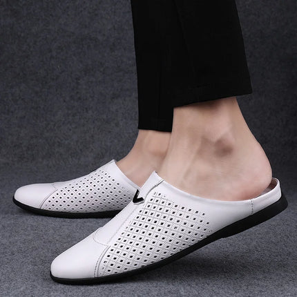 2024 Adulto Estate Mezza Trascinare Piselli In Pelle Mens Scarpe Da Guida Penny Mocassini da Uomo Mocassini Uomo Muli Tenis Masculino Bianco