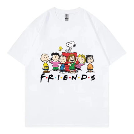 Snoopy Friends Cartoon Anime T-shirt da donna estiva manica corta 100% cotone da uomo T-shirt Top 2025 nuova moda coppia abbigliamento