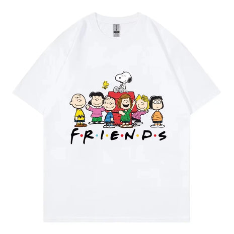 Snoopy Friends Cartoon Anime T-shirt da donna estiva manica corta 100% cotone da uomo T-shirt Top 2025 nuova moda coppia abbigliamento