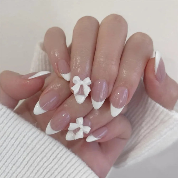 30Pcs/box 3D White & Pink Bows Nail Art Charms 6gird Cute Bowknots Ribbon Nail Rhinestones Resin Bowtie Manicure Decoration #R5!
