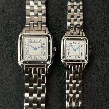 Classico orologio al quarzo quadrato retrò con numeri romani, orologio da coppia, orologio da uomo e da donna di lusso, regalo alla moda in acciaio inossidabile platinumshop