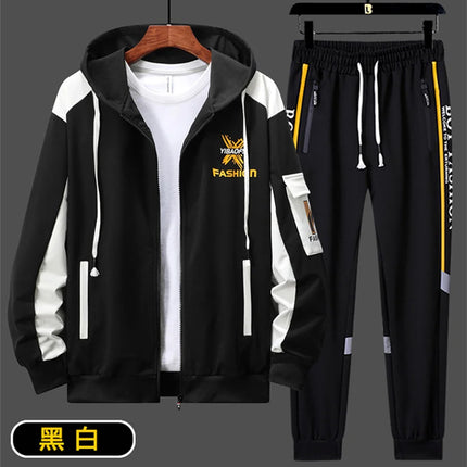 2027 New Style Men Cardigan and Pants Casual 2 Piece Set Sportswear Spring and Autumn Men's Clothing Printed Tracksuits Hoodies