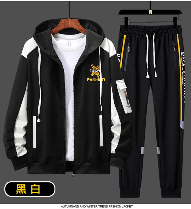2027 New Style Men Cardigan and Pants Casual 2 Piece Set Sportswear Spring and Autumn Men's Clothing Printed Tracksuits Hoodies