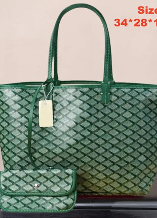 Borsa tote da donna in vera pelle da 34 cm, borsa alla moda, set da 2 pezzi con mini portafoglio in pelle abbinato per lo shopping quotidiano