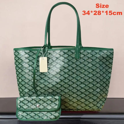Borsa tote da donna in vera pelle da 34 cm, borsa alla moda, set da 2 pezzi con mini portafoglio in pelle abbinato per lo shopping quotidiano