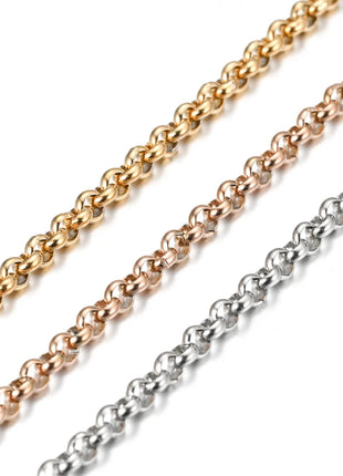 1Pc Width 3mm Stainless Steel Round Pearl Chain Necklace Bracelet Anklet  3 Colors PlatiNum