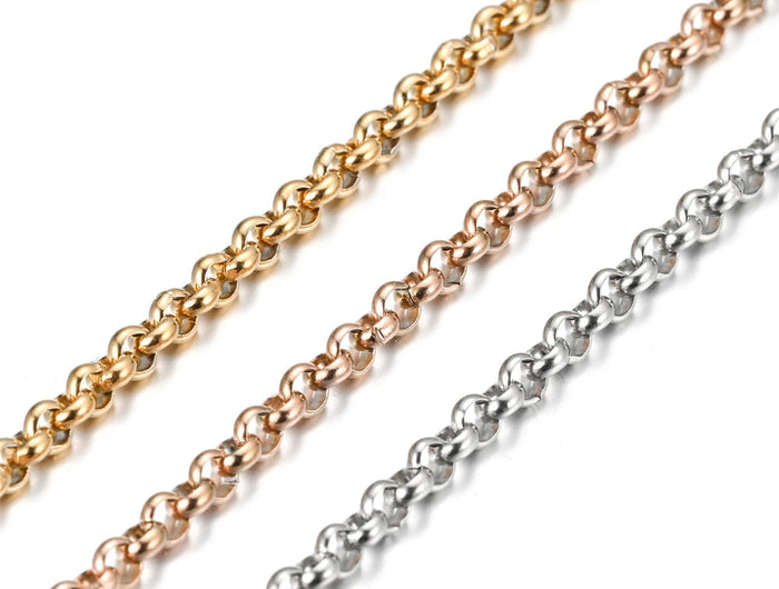 1Pc Width 3mm Stainless Steel Round Pearl Chain Necklace Bracelet Anklet  3 Colors PlatiNum