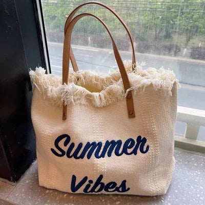Women's Canvas Bags Large Beach Bag Tote Shopping Bags Underarm Shoulder Bag for Female Casual Top-Handle Purses