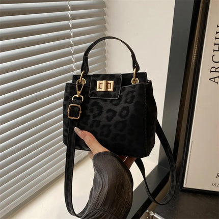 Elegante Mini Borsa a Tracolla con Manico Superiore, Chiusura Dorata, Versatile Borsa in Finta Pelle Scamosciata e Pelle per Uso Quotidiano Femminile