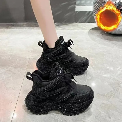 7.5cm Height Increase Autumn and Winter Thick Soled Women's Sports Shoes 2026 New Casual Walking Sneakers Ladies' Dad Shoes