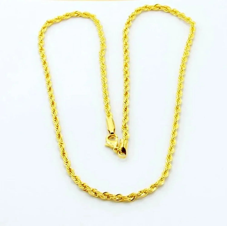 Hot y2k 18K Gold Necklace 3MM Twisted Rope Twist Electroplating Chain for Men Women Wedding Jewelry Gifts PlatiNum