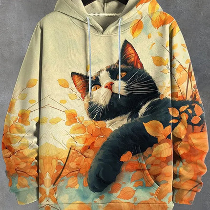 Cartoon Graffiti Cat Pattren Unisex Hoodies Sweatshirt 3D Print Men/Women Tracksuit Coat Harajuku Hoodie Pullover Men's Clothing